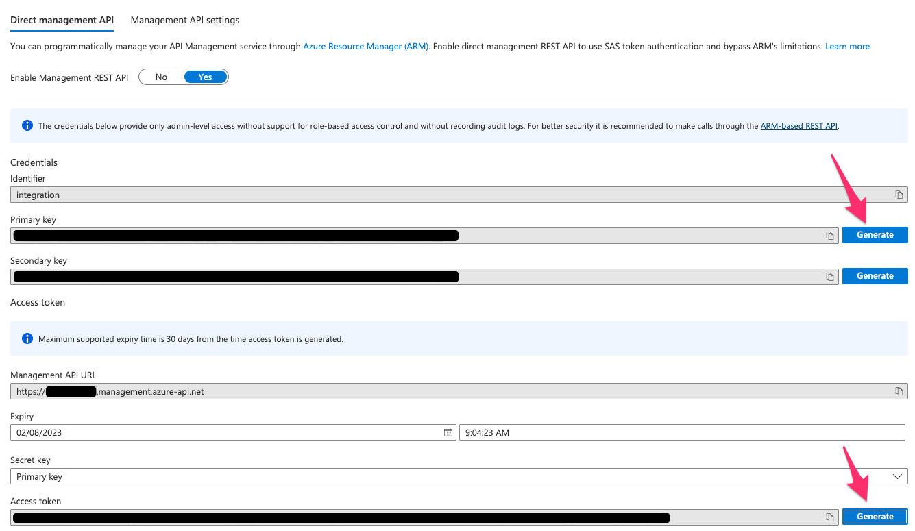 Azure APIM - Generate Primary Key