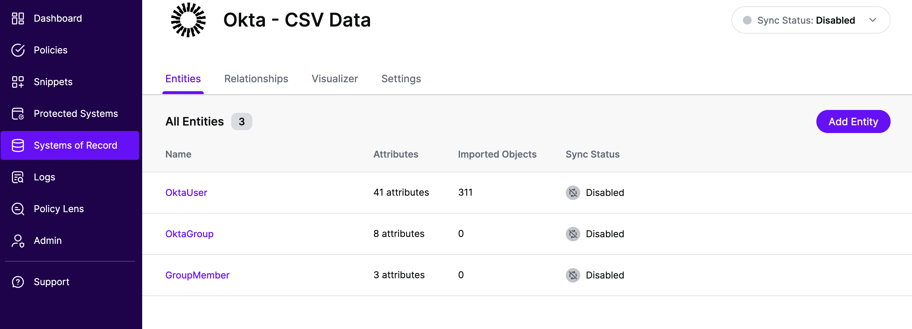 Systems of Record - OktaUser CSV Import Completed Successfully
