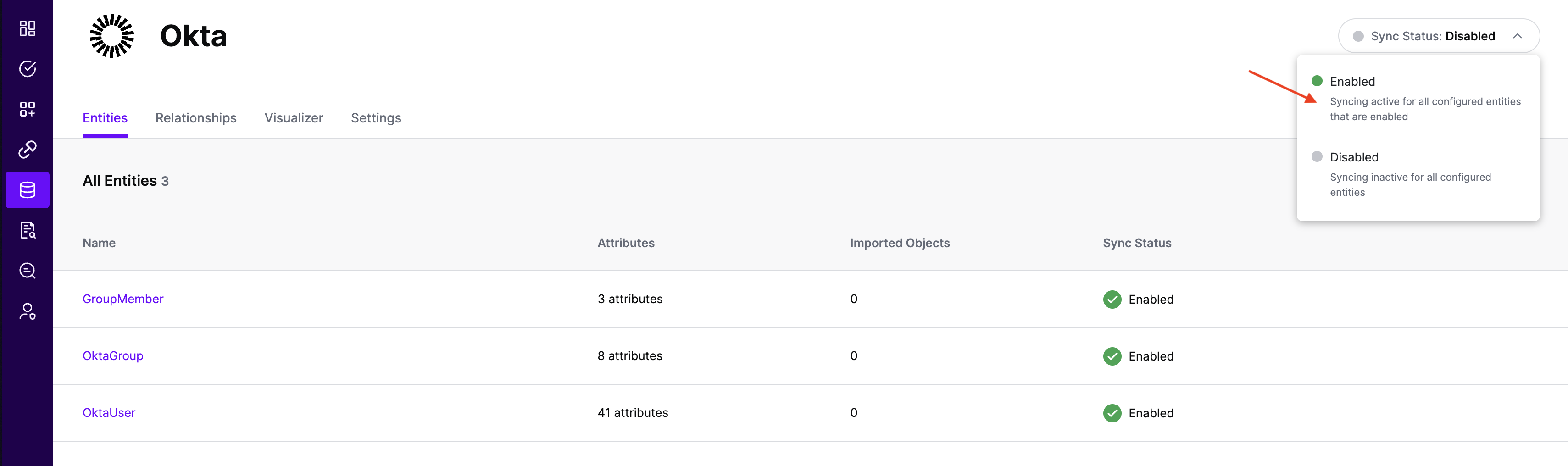 SGNL - Enable Sync for Okta SoR